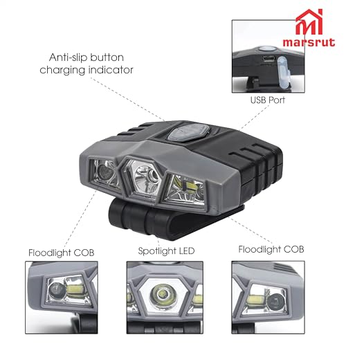 2Pcs Hat Lights Clip On Rechargeable Brim Light, Ultra Bright Micro Mini LED Cap Headlamp 150 Lumens Spotlight, Waterproof Hands Free Portable Flashlight for Baseball Cap, Running, Fishing, Camping