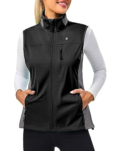 Little Donkey Andy Women's Lightweight Vest Windproof Sleeveless Jacket - color: Black, size: Medium