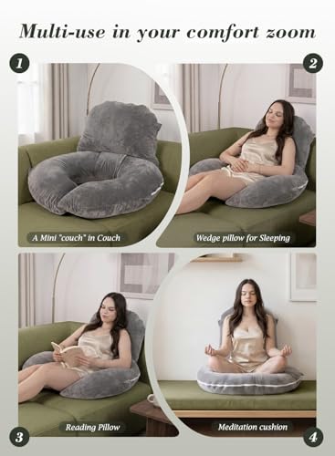 INSEN Wedge Pillow Set for Sleeping and After Surgery, Use for Acid Reflux, Reading and Relaxing, Headboard Pillow for Sitting in Bed, Grey - color: Grey