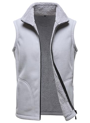HOOD CREW Mens Fleece Vest with Zipper Pockets - color: Lightgrey, size: Large