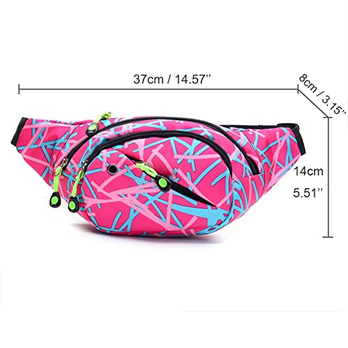 Fanny Pack Fashion Waist Chest Bag Adjustable Belt Chest Shoulder Pack Casual Bag Bum Bags Hip Pouch for Women Men Running Hiking Fitness Cycling Beach Travel Concert Festival (2 pack pink + black) - color: 2 pack pink + black