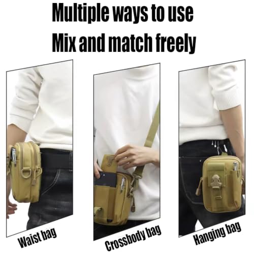 Belt Pouch, Tactical Molle Phone Pouch EDC Utility Pouches Waist Bag Packs, Small Cell Phone Holster Gear Tool Gadget Pocket for Men Running - color: Strap Black