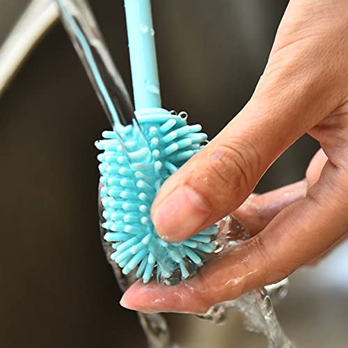 Kitchiny Silicone Bottle Brush 12.5 inch with 2 Straw Cleaners – Blue - color: Blue