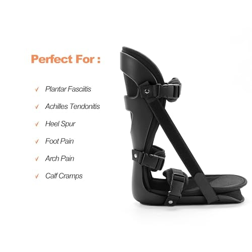 Plantar Fasciitis Night Splint, Sleeping Stretch Boot, Black, M - color: Black-Black, size: Medium