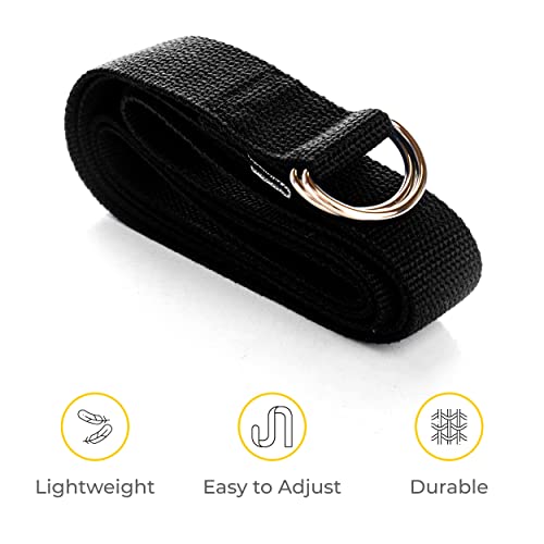 Bulk Yoga Straps, 10 Pack, 6ft, D-Ring Buckle - color: Black