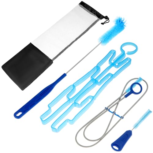 QWORK 4-Piece Hydration Bladder Cleaning Kit - Complete Backpack Reservoir Accessories Set with Brushes, Collapsible Drying Frame & Carrying Pouch