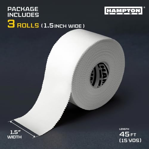 Hampton Adams Athletic Sports Tape, Very Strong, Easy Tear, No Residue - color: White (1.5 Inch)
