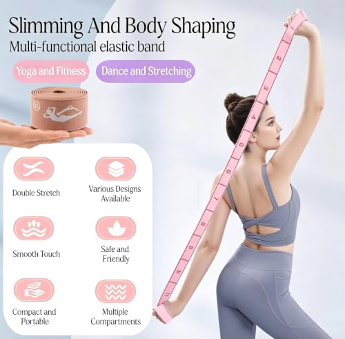 Multi-Loop Stretch Band - Yoga, Pilates, Ballet, and Physical Therapy Stretching Strap for Flexibility, Leg Stretching, and Exercise - Durable Stretching Equipment - color: Mocha Brown