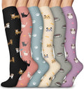 Aoliks 6 Pairs Compression Socks for Women & Nurses, Flying Knee High Socks - color: 020 A01-multicoloured 03, size: Small-Medium