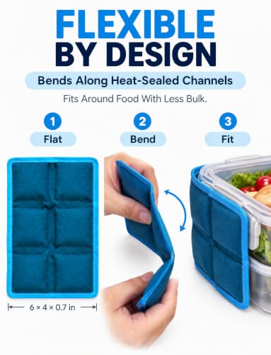 aadsioahd 4 Pack Ice Packs for Lunch Boxes, Slim Reusable Freezer Packs