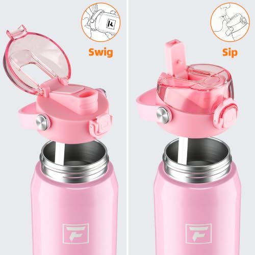 Fanhaw 24oz Stainless Steel Water Bottle with 2-in-1 Lid, Pink - color: Pink