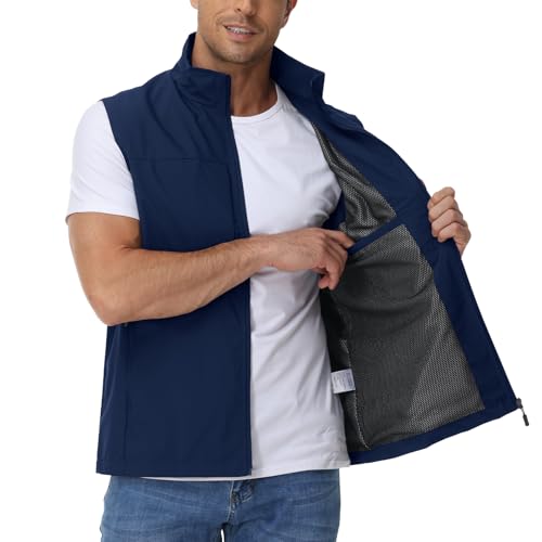 Eisctnd Mens Lightweight Quick Dry Vest Sleeveless Outerwear Utility Jacket - color: Darkblue, size: Small