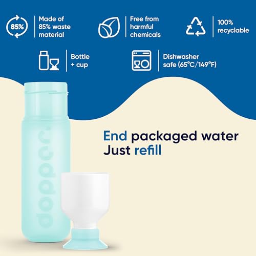 Preserve Dopper Reusable Water Bottle, BPA-Free, 15.25oz, Polar Blue - color: Polar Blue