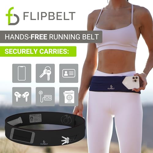 FlipBelt Classic Running Belt, Phone Holder for Running, Money Belt Pouch - color: Black, size: Extra Extra Small