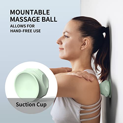 Mountable Self-Massage Ball Handfree with Suction Cup,Deep Tissue Back Sore Muscle Knot Massager,Myofascial Release,Manual Massage Balls, Foot Plantar Fasciitis, Back Stress Relief - Green - color: Green