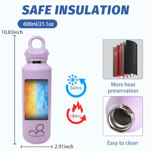 20 oz Insulated Water Bottle: Twist-Free Vacuum Stainless Steel thermal flask with Threadless Lockable Lid - Sweat-Proof & 36Hr Ice Retention - Anti-Scratch Coating & Leak Proof for Travel Gym Hiking - color: Lilac