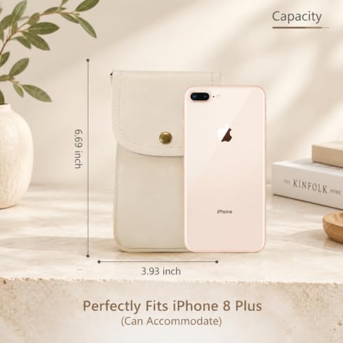 Cell Phone Neck Pouch, PU Leather Carrying Bag with Card Holder Adjustable Strap, Small Travel Purse for iPhone 11-17, Galaxy S25 S20 S10, Pixel 9 Pro, Moto G6 (Cream White) - color: 01 Cream White