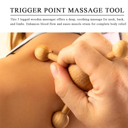 OULIGET Wooden Trigger Point Massage Tool,Spider Shape 5 Legs Massager,Scalp Massager Scraping Tool for Back,Neck,Shoulder and More - style: Five Claw Massager