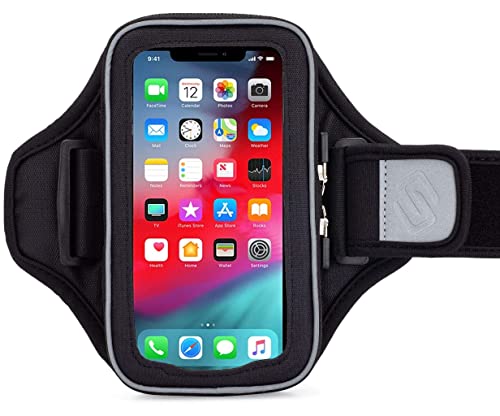 Sporteer Entropy E8 Padded Running Armband Phone Holder, Fits Cases, M/L - size: M/L Reflective Black Straps