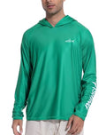 Men's UPF 50+ Fishing Hoodie Sun Shirt, Quick Dry Long Sleeve - color: Green, size: Small