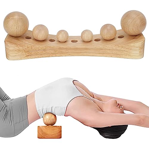 Psoas Muscle Release Tool Wooden Body Massage Tool Point Wood Massager with 6 Massage Heads for Occipital Back (A)