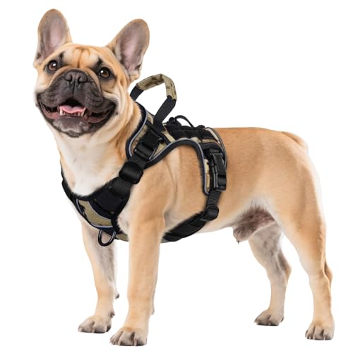 WINGOIN Tactical Dog Harness for Small Dogs,Heavy Duty No Pull Dog Harness - color: Camo, size: Small: 15-30 lbs (Chest:20-26",Neck:15-18")