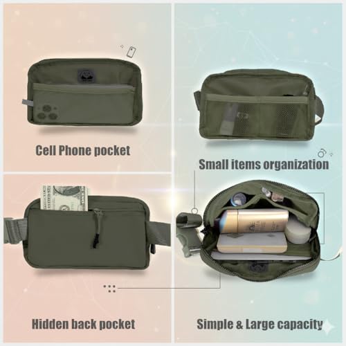 Mini Fanny Pack Lightweight Small Belt Bag Fits Phones Unisex for Travel, Gym, Daily Use Crossbody or Waist - color: S - Olive Green