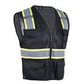 VENDACE Hi Vis Safety Reflective Mesh Vest for Men ANSI Class 2 High Visibility Vest with 8 Pockets and Zipper - color: Black, size: X-Small