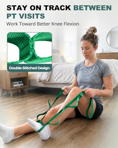 Trideer Stretching Strap with Loops, Yoga Strap, Stretch Bands for Exercise - color: Emerald Green/75"x1"