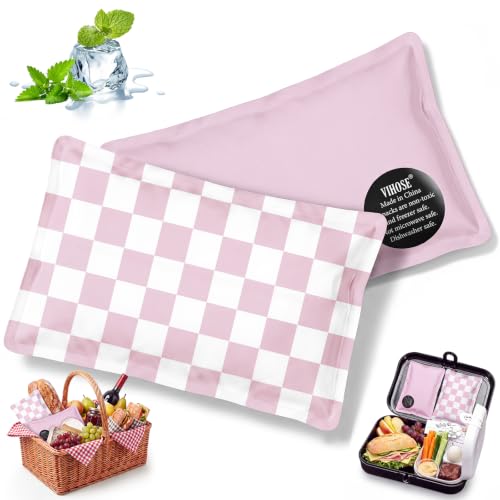 VIHOSE 2 Pcs Ice Packs for Lunch Box Bag - color: Pink, style: Checkerboard