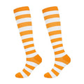 Junely Compression Socks for Women Knee High Striped Polka Dot Stockings - color: Orange White