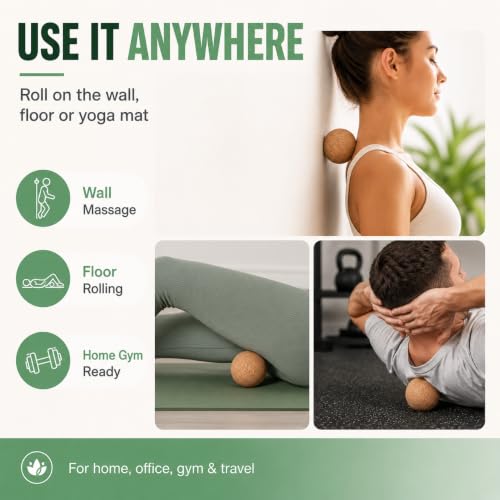 1pc Cork Massage Ball 2.4in, Wooden Cork Yoga Ball for Foot, Back, Shoulder and Leg Massage, Firm Fascia Roller Balls for Muscle Relaxation, Home Gym Travel