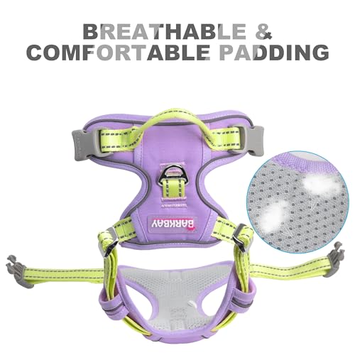 BARKBAY Dog Harness No Pull for Small Sized Dog Front Back Clips,Dog Vest - color: Violet Purple & Sunlight, size: X-Small(Chest:15.5-19.5”)