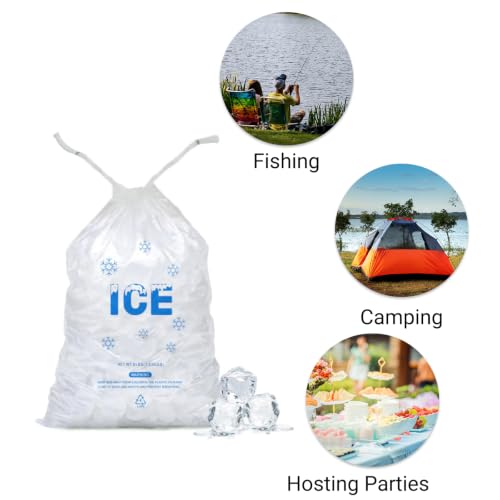 100 PACK 8 lb. Plastic Ice Bags with Cotton Draw String 11 x 19 Inch Heavy-Duty Plastic Ice Storage Bags with Draw String (2mil Thickness) - style: 11x19inch(100pack)Cotton Drawstring
