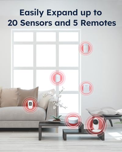 WiFi Home Security System, 8-Piece Alarm Kit with 120dB Siren & Sensors - color: L-8pics-White hub, size: 8p-white