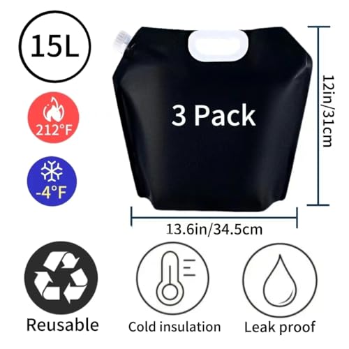 Ice Bath Bags, 5L Black Reusable Cold Plunge Tubs Water Chiller, Leakproof Portable Freezer Water Bags with Quick-Freeze Design, Home & Gym Muscle Recovery Therapy(3 Pack)