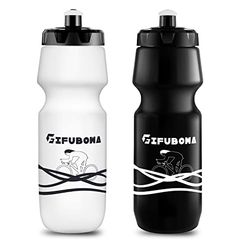 Squeeze Sports Bottle 750ml, Leakproof Drinks Bottle, BPA Free - color: Black+White, size: 2‑Pack