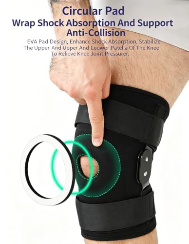 Hinged Knee Brace for Men Women, Adjustable Compression Knee Seeve Patellar Tendon Support Strap, Knee Support Meniscus Knee Brace Knee Brace with Side Stabilizers Knee Brace for Meniscus Tear, Rodilleras Para Dolor de Rodillas (Large) - size: Large