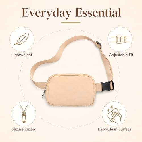 Fanny Pack, Adjustable Crossbody Waist Bag, Brown - color: Brown