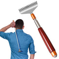 Oversized Back Scratcher Long Wooden Handle with Roller Massager - color: Red, size: L