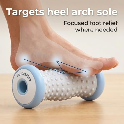 Brookstone Foot Roller Massager Plantar Fasciitis - Hot and Cold Foot Roller Massage for Tension Relief - Microwave & Freezer Safe - Relax The Muscles with Plantar Fasciitis Rollers (Gray) - color: Gray
