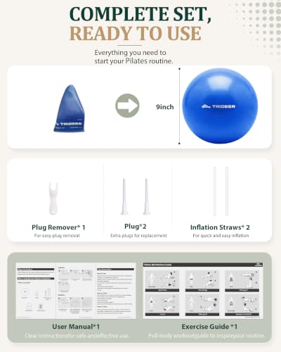 Trideer 9 Inch Pilates Ball with Inflation Straw, Small Exercise Yoga Ball - color: Royal Blue