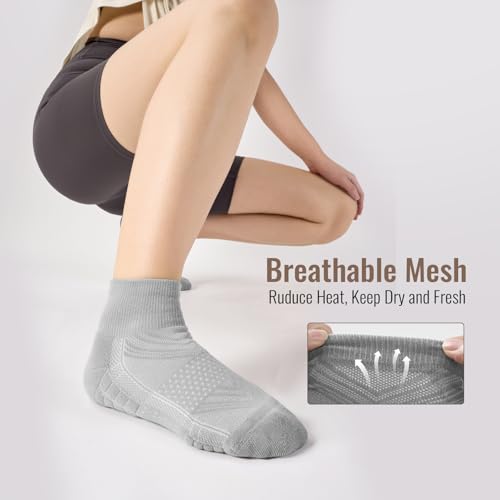 Ankle Socks Women White Black, 6/12 Pairs Running Quarter Socks - color: Light Gray, size: 5-8