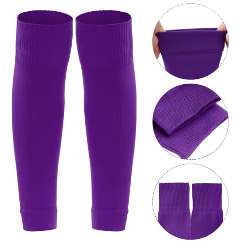 phnydreg 3 Pairs Leg Sleeve Shin Pre Cut Socks for Kids Youth Men Women Soccer Running Cycling - color: Purple