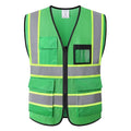 Reflective Safety Vest for Men Women Hi Vis Vest with 8 Pockets High Visibility Mesh Reflective Vest (Green-07,Large) - color: Green, size: Large