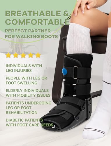 SONORAN Walking Boot Socks Bamboo Viscose (2 Pairs) Lightweight Replacement Sock Liner for Medical Tube Cast Socks - color: White