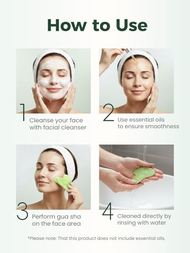 Gua Sha Facial Tools, Natural Jade Stone Guasha Tool for Face Acupuncture Therapy Trigger Point Treatment, Gua Sha Scraping Massage Tool - color: Green, size: 1PCS
