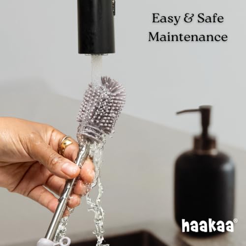 Haakaa Food-Grade Silicone Cleaning Brush Kit 3-Piece (Kit-Lime) - color: Kit-lime