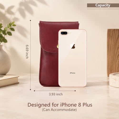 Cell Phone Neck Pouch, PU Leather Carrying Bag with Credit Card Holder Adjustable Strap, Small Travel Purse for iPhone 11 XR XS Max SE 8 7 6 Plus, Galaxy S10 S7 Edge A10 J7, Moto G6 (Red) - color: 01 Red
