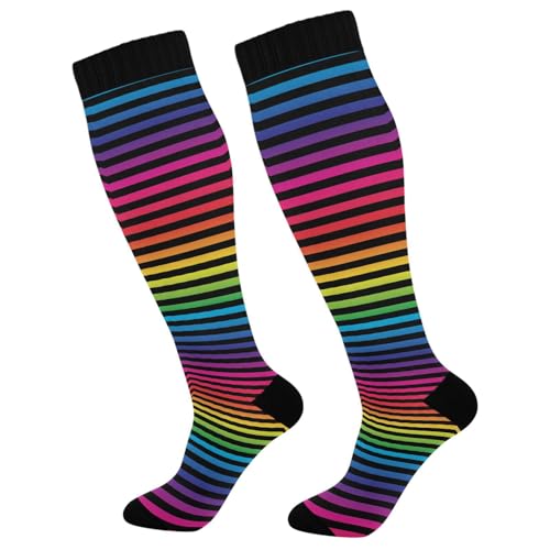 Wusikd Cats Compression Socks for Women and Men Circulation Cute Long Socks for Athletic Running 1 - color: Rainbow Color